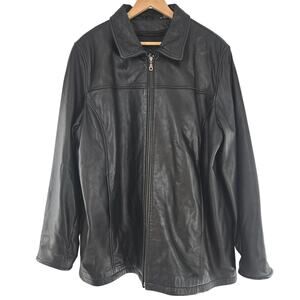 Tibor Mens Vintage 90s Y2K Classic Black Leather Thermalite Lined Jacket 2XL